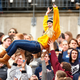 A Pittsburgh Panthers fan is lifted above the crowd following a touchdown in the second half against the Notre Dame Fighting Irish during the game at Heinz Field on Nov. 7, 2015, in Pittsburgh.
Jared Wickerham/Getty Images